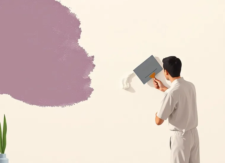 Application d'un enduit décoratif à la lisseuse sur un mur