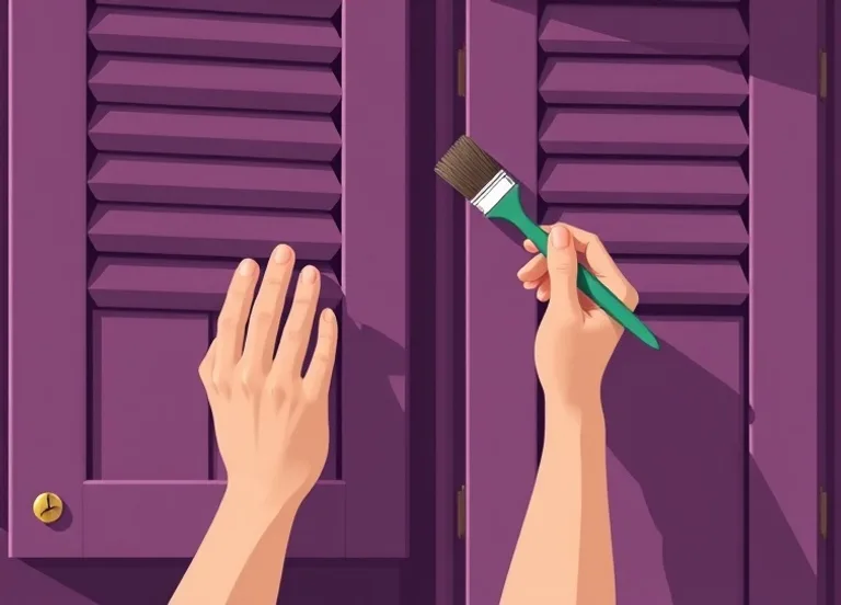 Mise en peinture au pinceau de volets et d'encadrements en bois