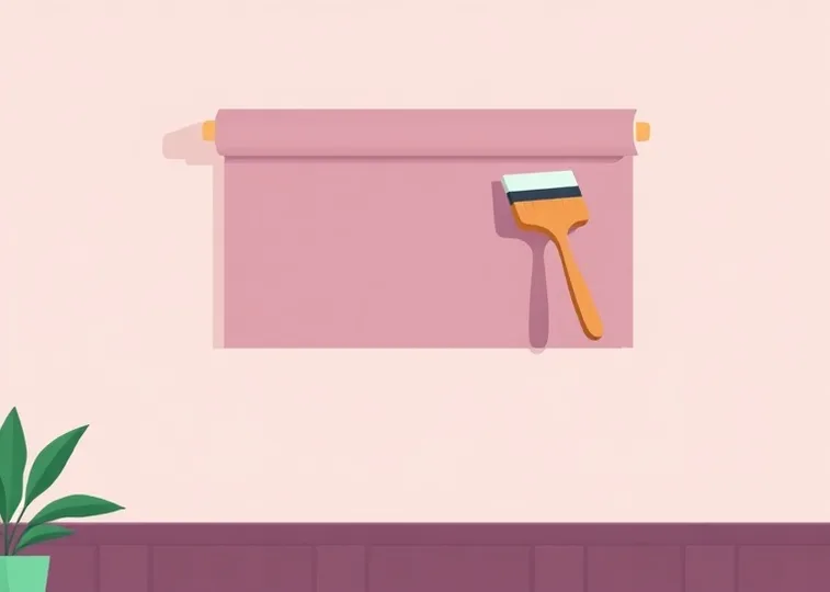 Pose de papier peint, rouleau et brosse à maroufler